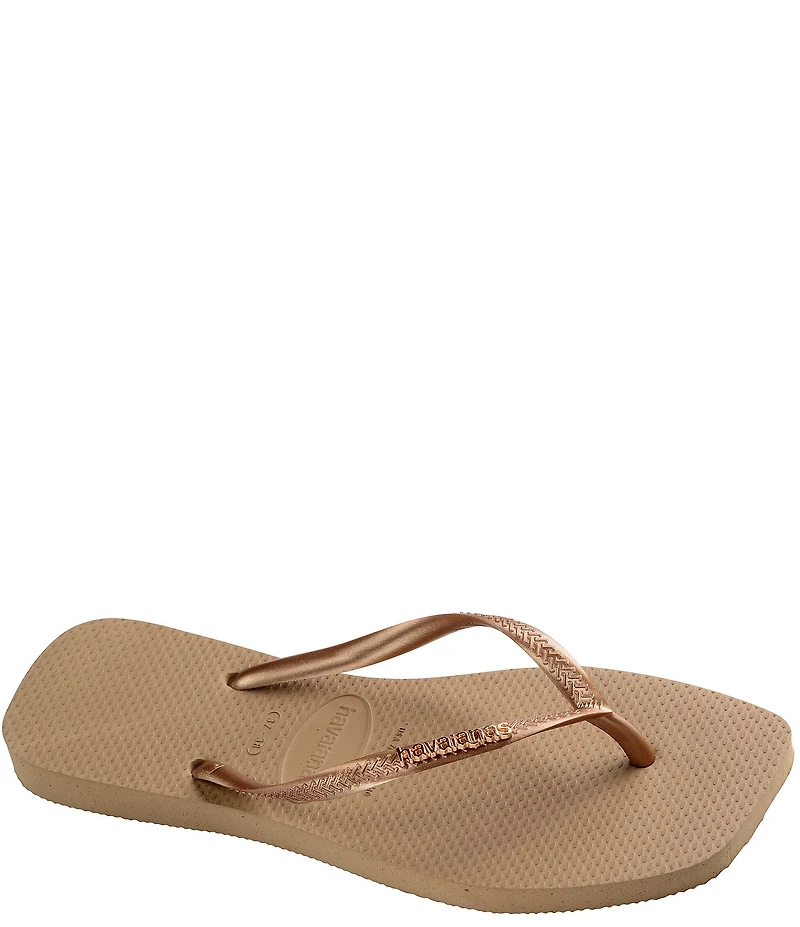 Havaianas Women's Slim Square Logo Metallic Flip Flops