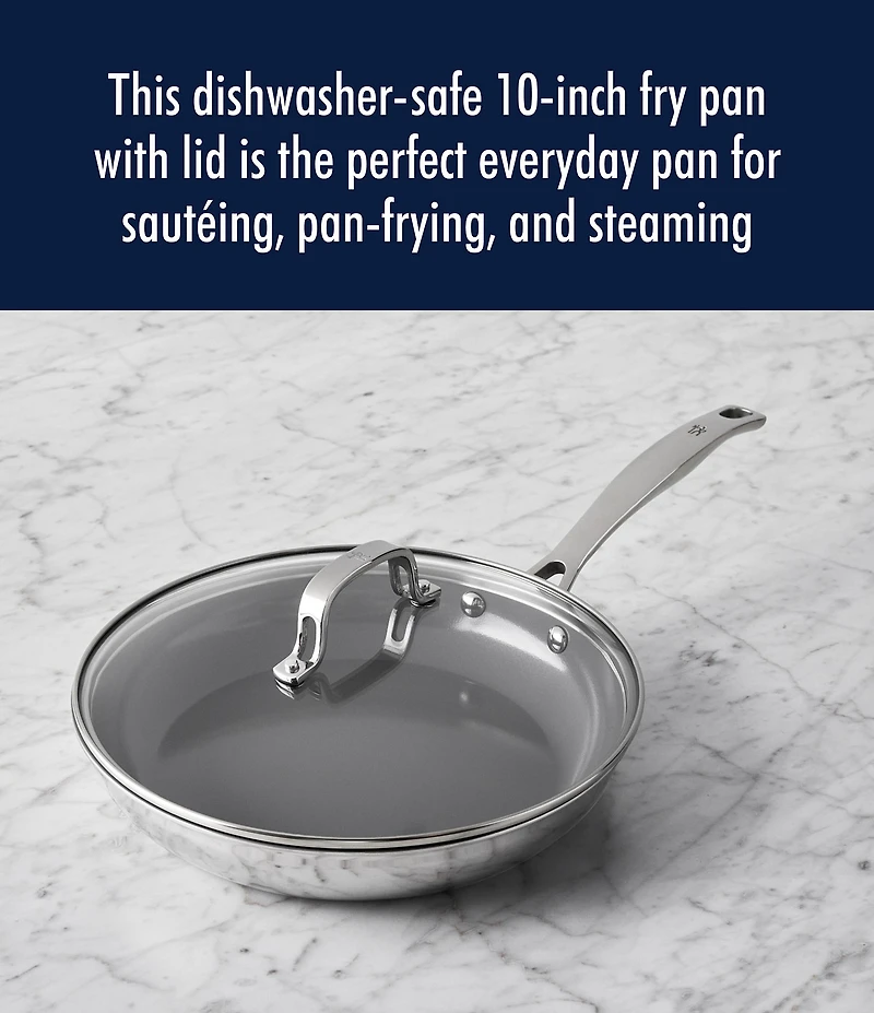 Henckels Clad H3 10#double; Stainless Steel Ceramic Nonstick Fry Pan with Lid