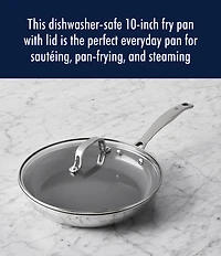 Henckels Clad H3 10#double; Stainless Steel Ceramic Nonstick Fry Pan with Lid