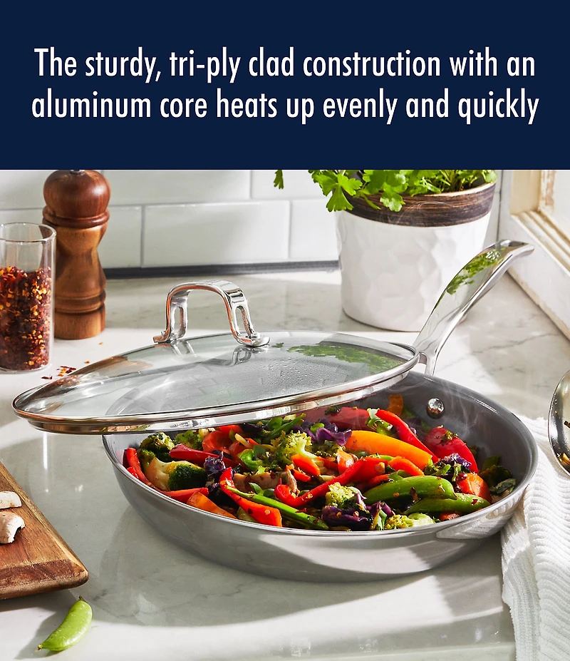 Henckels Clad H3 10#double; Stainless Steel Ceramic Nonstick Fry Pan with Lid