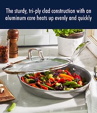 Henckels Clad H3 10#double; Stainless Steel Ceramic Nonstick Fry Pan with Lid