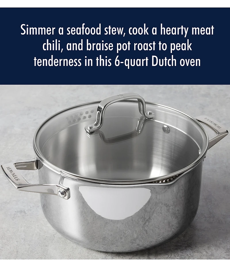 Henckels Clad H3 6-qt. Stainless Steel Dutch Oven with Glass Lid