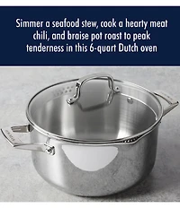 Henckels Clad H3 6-qt. Stainless Steel Dutch Oven with Glass Lid