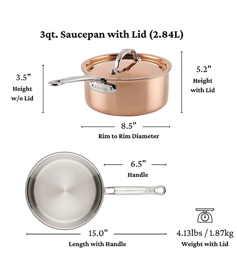Hestan CopperBond® Aura™ -Quart Professional Copper Saucepan With Lid