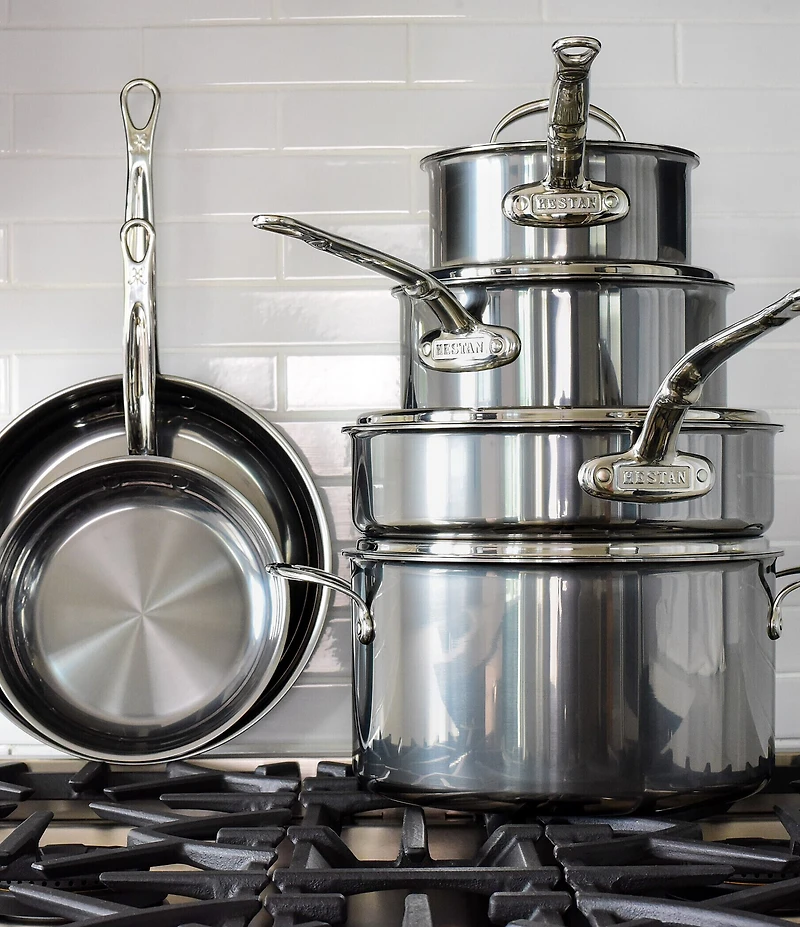 Hestan NanoBond Titanium Stainless Steel Essential -Piece Cookware Set