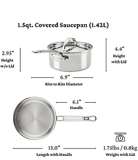 Hestan ProBond® Luxe -Quart Professional Clad Stainless Steel Saucepan with Lid