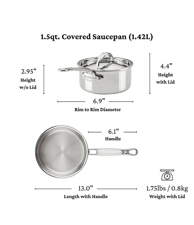 Hestan ProBond® Luxe -Quart Professional Clad Stainless Steel Saucepan with Lid
