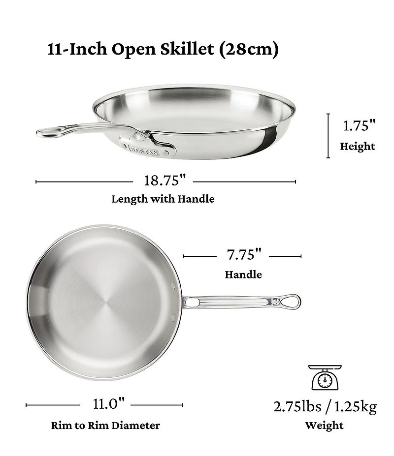 Hestan ProBond® Luxe 11#double; Polished Professional Clad Stainless Steel Skillet with Lid