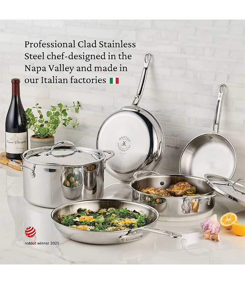 Hestan ProBond® Luxe 11#double; Polished Professional Clad Stainless Steel Skillet with Lid