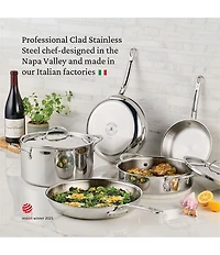 Hestan ProBond® Luxe 11#double; Polished Professional Clad Stainless Steel Skillet with Lid