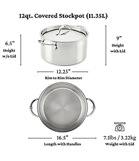 Hestan ProBond® Luxe 12-Quart Polished Professional Clad Stainless Steel Stock Pot with Lid