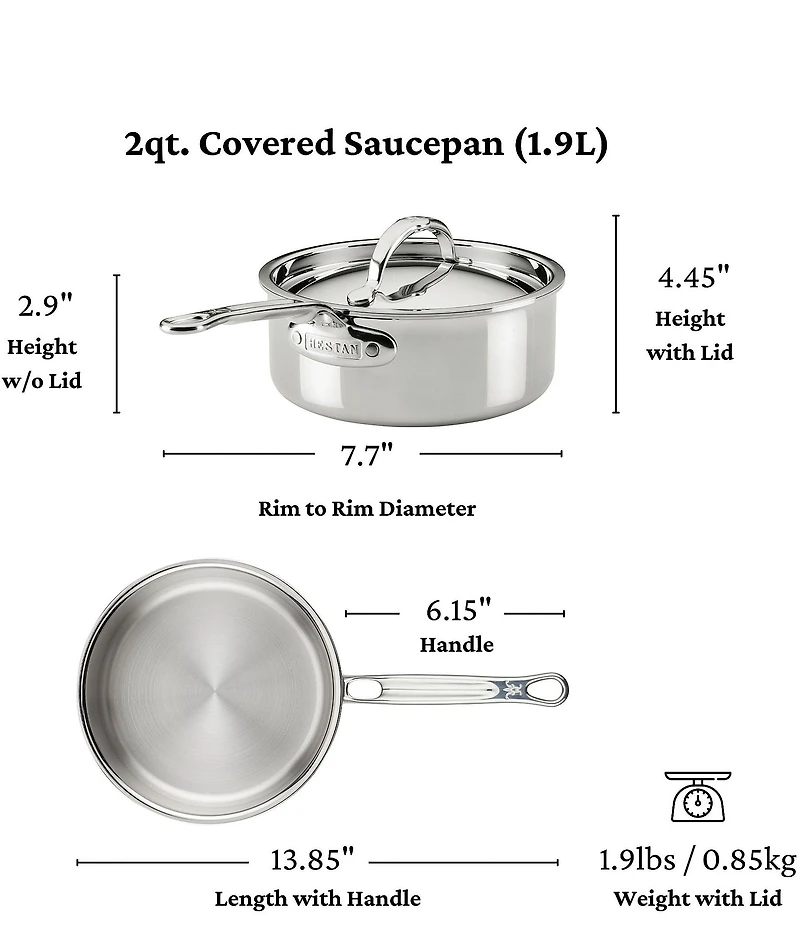 Hestan ProBond® Luxe -Quart Professional Clad Stainless Steel Saucepan with Lid