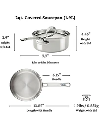 Hestan ProBond® Luxe -Quart Professional Clad Stainless Steel Saucepan with Lid