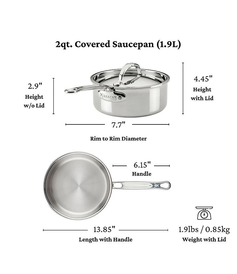Hestan ProBond® Luxe Professional Clad Stainless Steel Saucepan with Lid, 2 Qt.