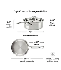 Hestan ProBond® Luxe Professional Clad Stainless Steel Saucepan with Lid, 2 Qt.