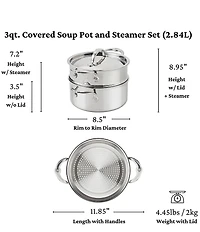 Hestan ProBond® Luxe 3-Quart Polished Professional Clad Stainless Steel Soup Pot and Steamer Insert Set