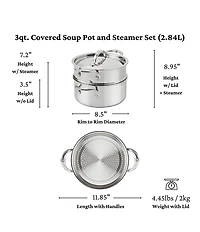 Hestan ProBond® Luxe Polished Professional Clad Soup Pot and Steamer Insert Set, 3 Qt.