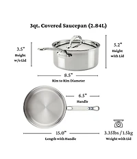 Hestan ProBond® Luxe 3-Quart Professional Clad Stainless Steel Saucepan with Lid