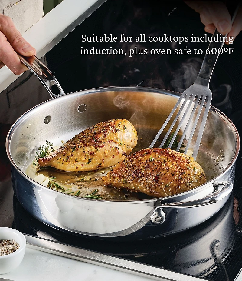 Hestan ProBond® Luxe Professional Clad Stainless Saute Pan with Lid, 3.5 Qt.