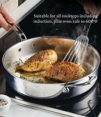 Hestan ProBond® Luxe Professional Clad Stainless Saute Pan with Lid, 3.5 Qt.