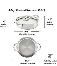 Hestan ProBond® Luxe 3.5-Quart Professional Clad Stainless Steel Sauteuse Braiser with Lid