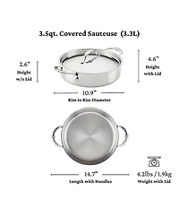 Hestan ProBond® Luxe 3.5-Quart Professional Clad Stainless Steel Sauteuse Braiser with Lid