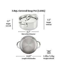 Hestan ProBond® Luxe 4-Quart Polished Professional Clad Stainless Steel Soup Pot with Lid