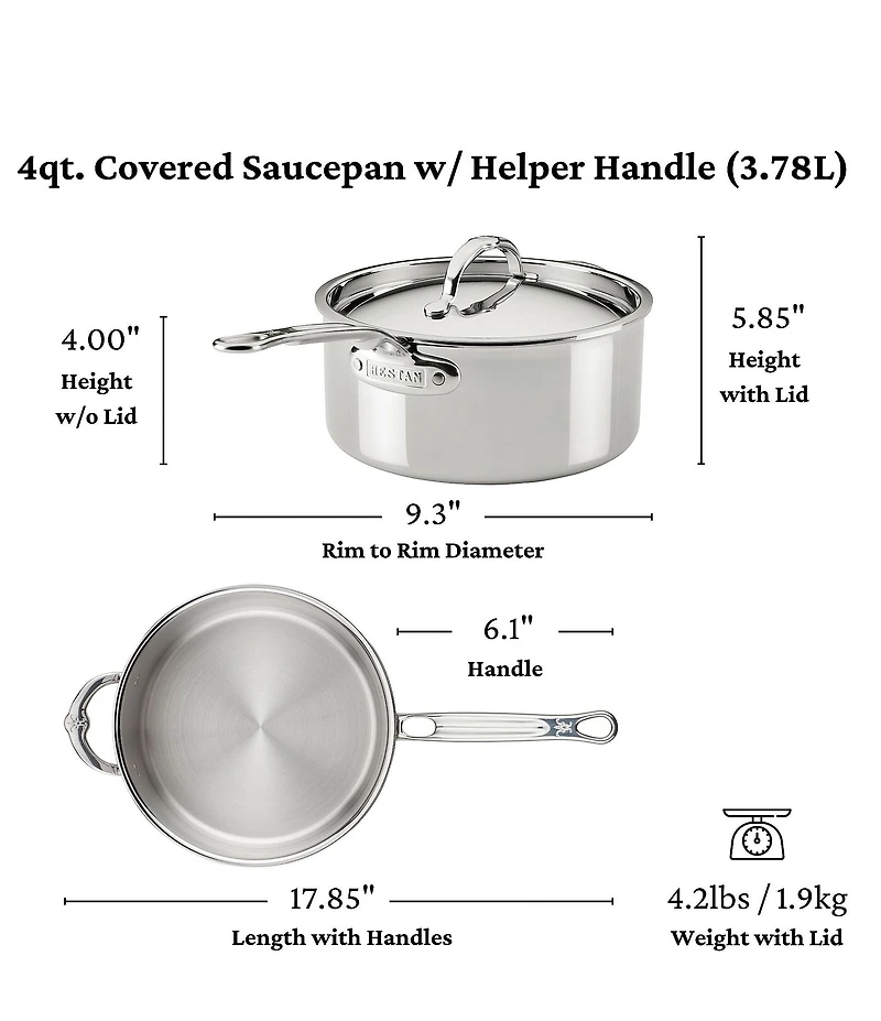 Hestan ProBond® Luxe 4-Quart Professional Clad Stainless Steel Saucepan with Lid