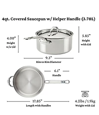 Hestan ProBond® Luxe 4-Quart Professional Clad Stainless Steel Saucepan with Lid