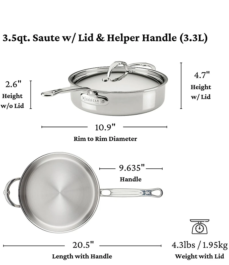 Hestan ProBond® Luxe 5-Piece Professional Clad Stainless Steel Cookware Set