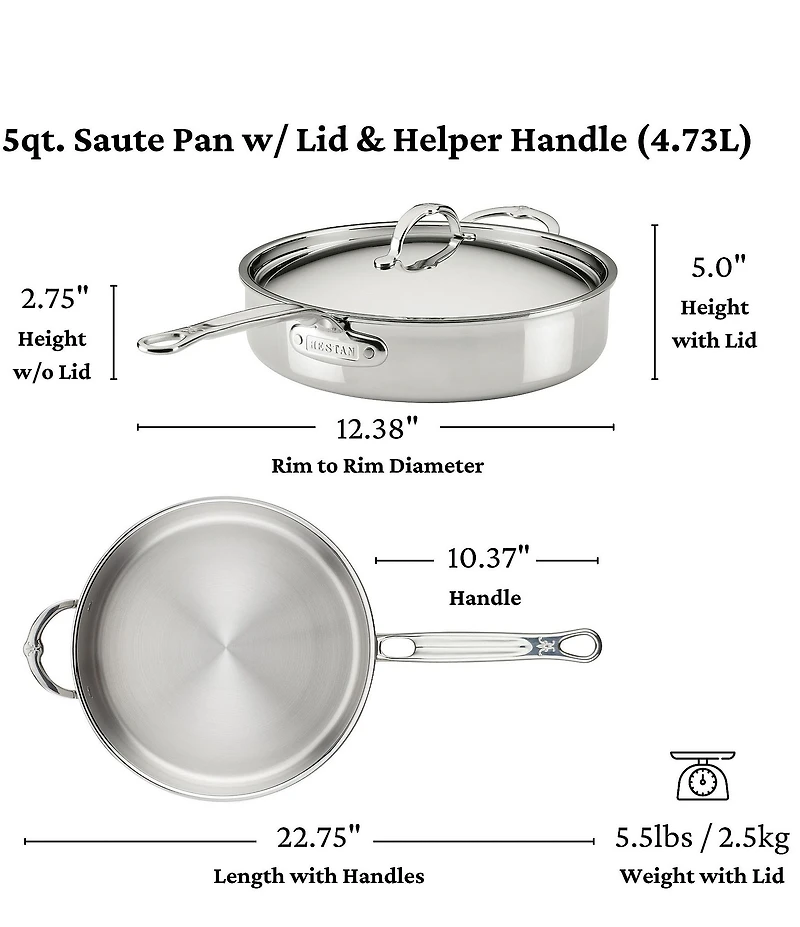 Hestan ProBond Luxe 5-quart Covered Saute Pan with Lid