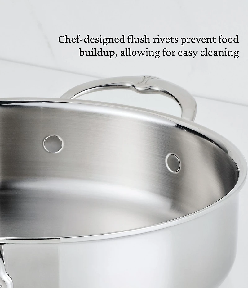 Hestan ProBond® Luxe 6-Quart Polished Professional Clad Stainless Steel Rondeau with Lid