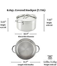 Hestan ProBond® Luxe 8-Quart Professional Clad Stainless Steel Stockpot with Lid