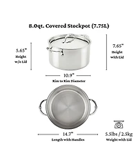 Hestan ProBond® Luxe Professional Clad Stainless Steel Stockpot with Lid, 8 Qt.