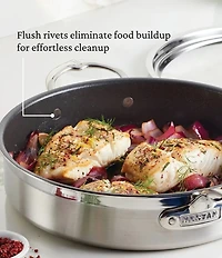 Hestan ProBond Professional Clad Stainless Steel TITUM Nonstick Saute Pan with Cover - 5-Quart