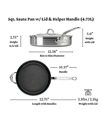 Hestan ProBond Professional Clad Stainless Steel TITUM Nonstick Saute Pan with Cover - 5-Quart