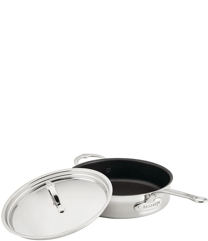 Hestan Professional Clad Stainless Steel TITUM Nonstick Saute Pan with Lid, 3.5-Quart