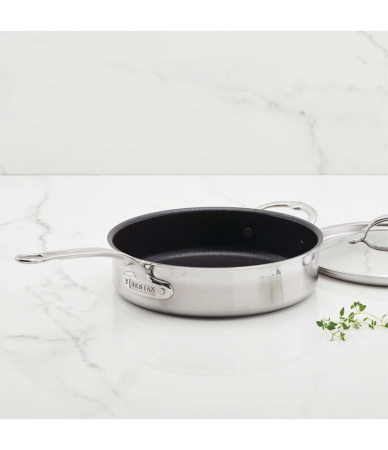 Hestan Professional Clad Stainless Steel TITUM Nonstick Saute Pan with Lid, 3.5-Quart