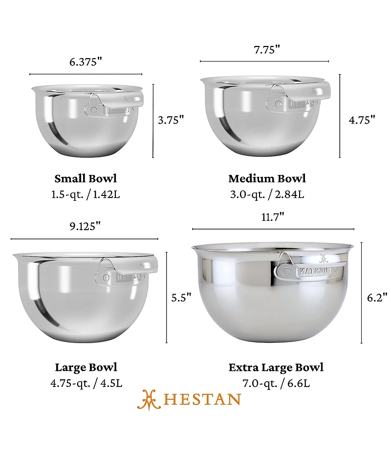 Hestan Provisions 4-Piece Stainless Steel Mixing Bowl Set