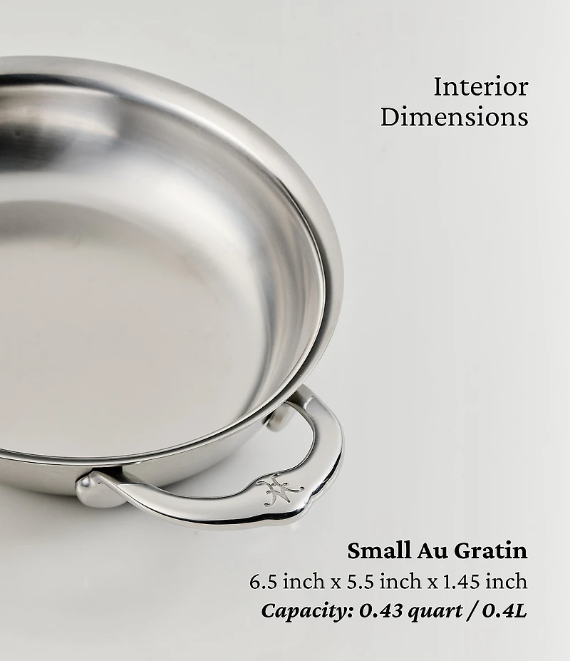 Hestan Provisions Set of 2, Stainless Steel 13-oz Oval Au Gratin, Small