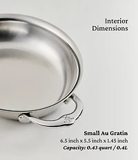 Hestan Provisions Set of 2, Stainless Steel 13-oz Oval Au Gratin, Small