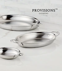 Hestan Provisions Set of 2, Stainless Steel 13-oz Oval Au Gratin, Small