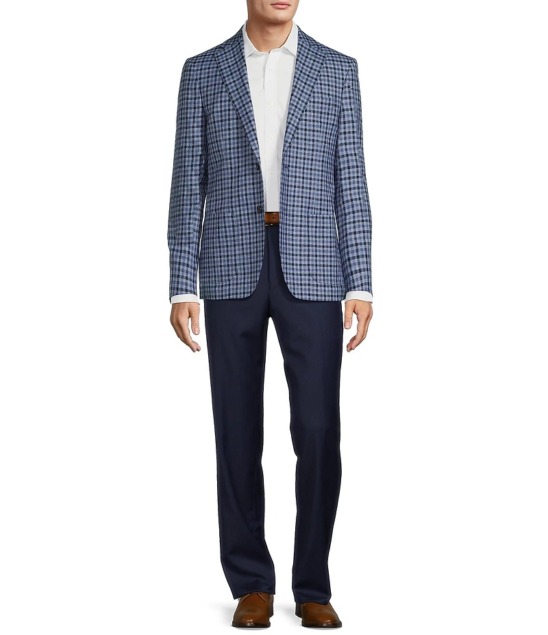 Hickey Freeman Classic Fit Linen Wool Blend Check Sport Coat