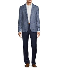 Hickey Freeman Classic Fit Linen Wool Blend Check Sport Coat