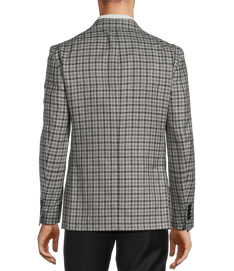 Hickey Freeman Classic Fit Linen Wool Blend Check Sport Coat