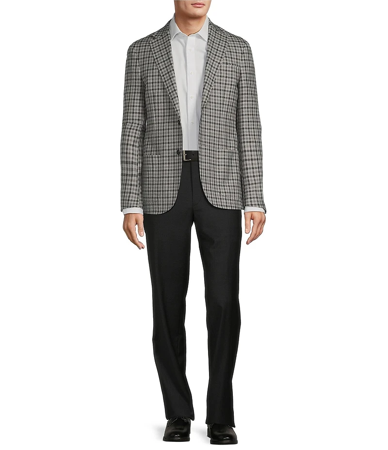 Hickey Freeman Classic Fit Linen Wool Blend Check Sport Coat