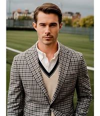 Hickey Freeman Classic Fit Linen Wool Blend Check Sport Coat