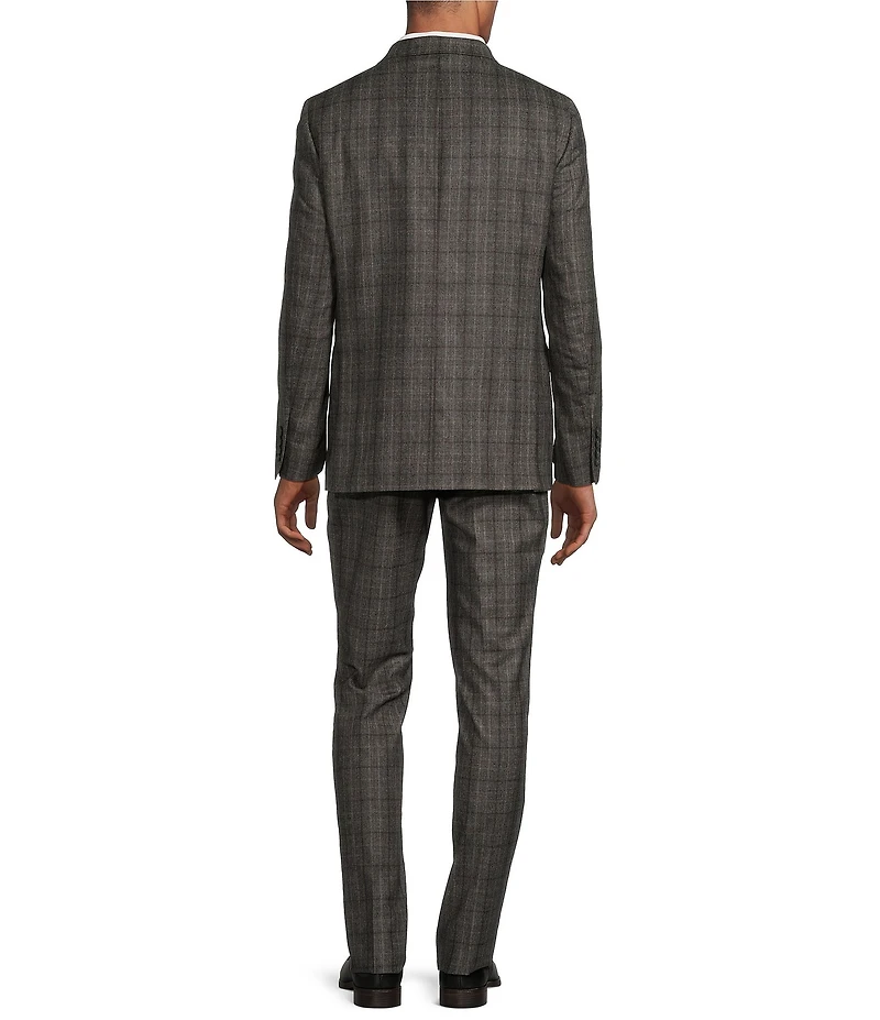Hickey Freeman Classic Fit Flat Front Flannel Plaid Pattern 2-Piece Suit