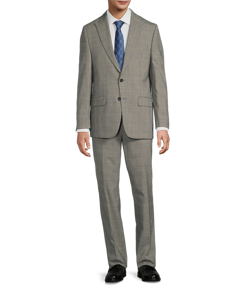 Hickey Freeman Classic Fit Flat Front Subtle Plaid 2 Piece Suit