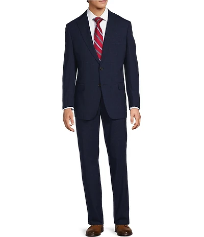 Hickey Freeman Classic Fit Flat Front Plaid Pattern 2-Piece Suit
